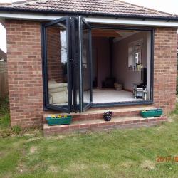 Bi-fold doors on a brick built extension